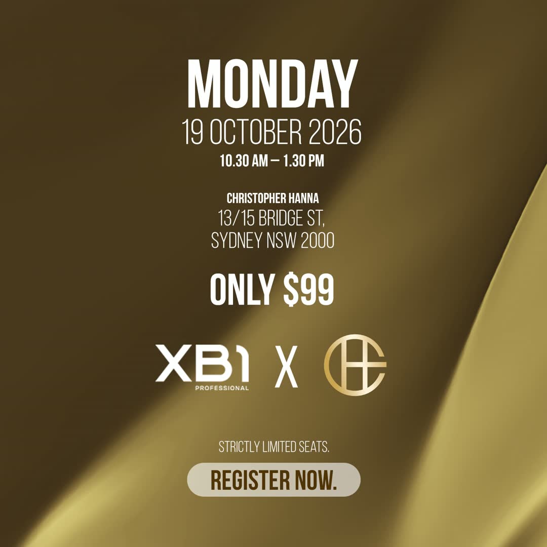 Monday 19 October 2026, 10.30 AM – 1.30 PM. Christopher Hanna, 13/15 Bridge St, Sydney NSW 2000. Only $99. XB1 Professional × Christopher Hanna. Strictly limited seats. Register now.